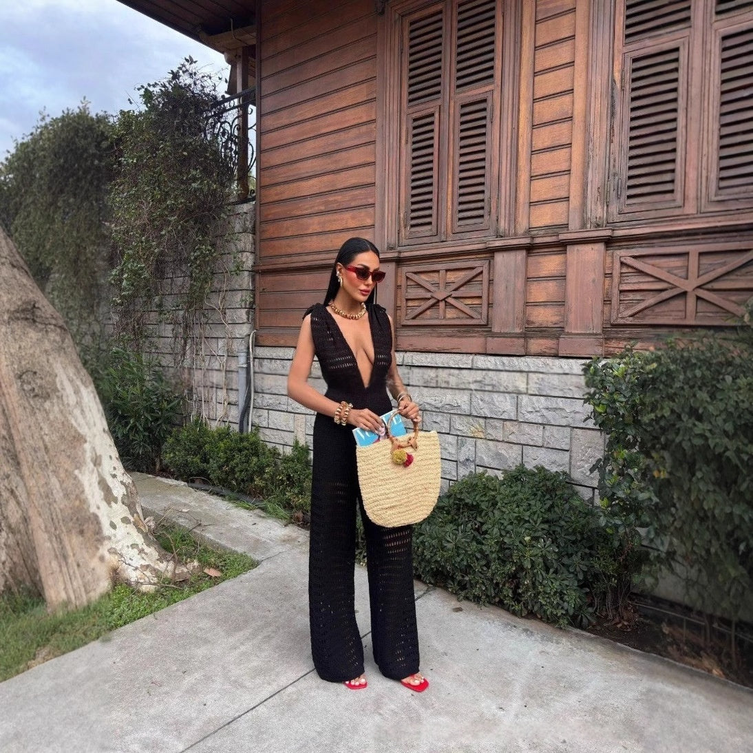 Fashionable Casual Solid-Color Slim-Fit Elegant Jumpsuit