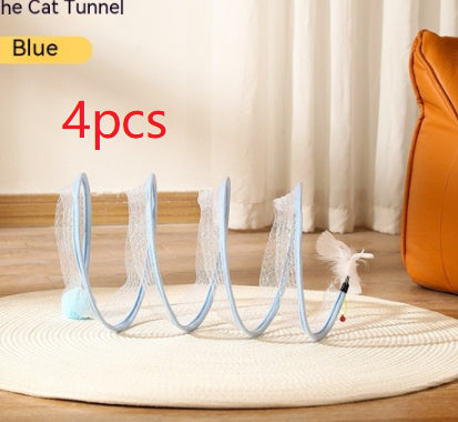 Folded Cat Tunnel S Type Cats Tunnel Spring Toy Mouse Tunnel Cat Outdoor Cat Toys For Kitten Interactive Cat Supplies