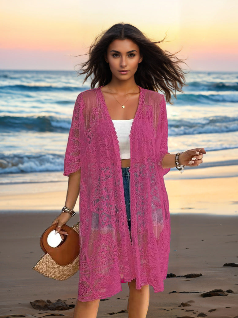 Women's Sexy See-through Water-soluble Lace Embroidered Cardigan