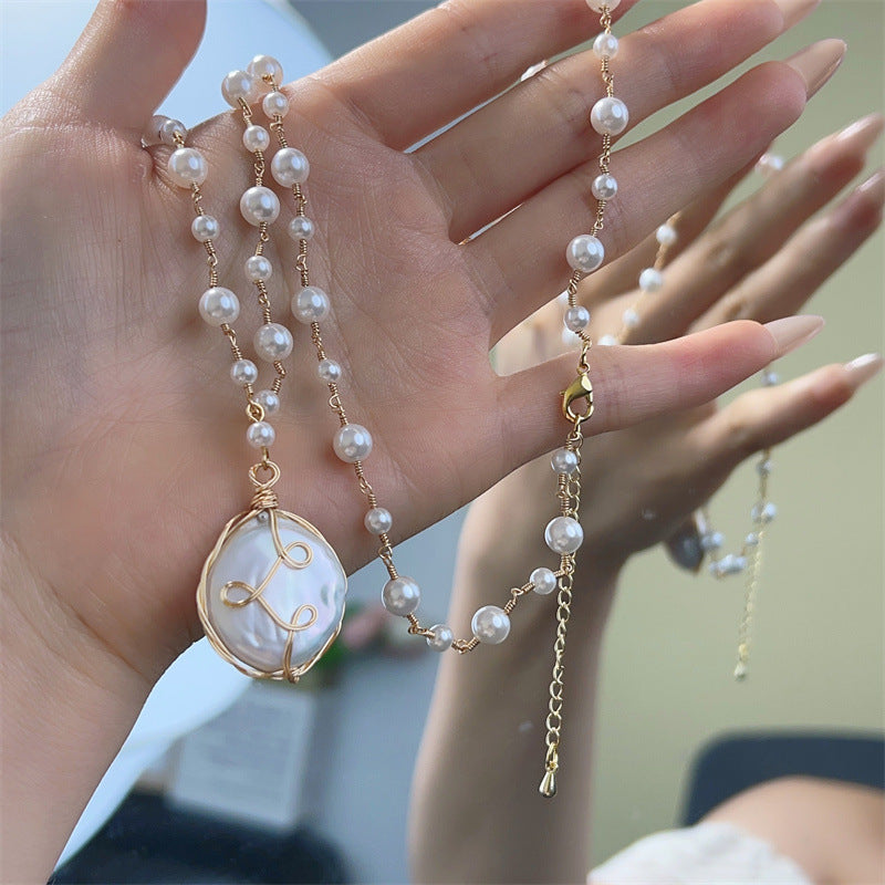Handmade Natural Baroque Pearl Necklace For Women